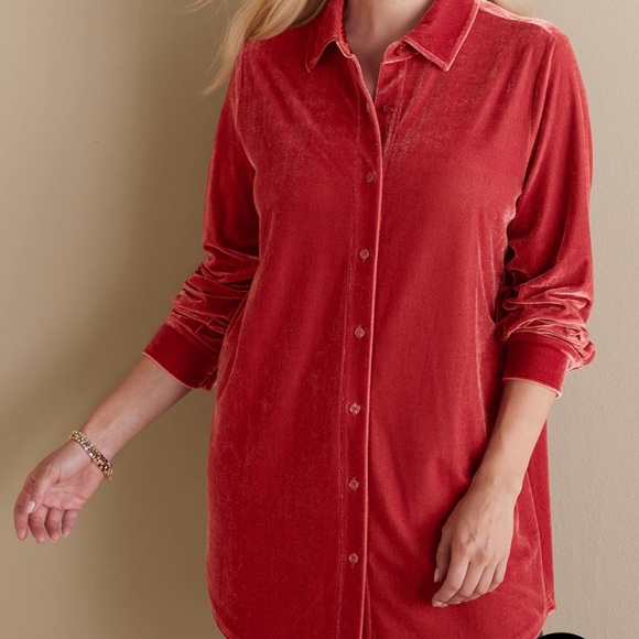 Soft Surroundings Size 2X Velvet Boyfriend Tunic Blouse, New with Tags, MSRP $94 - Picture 5 of 6